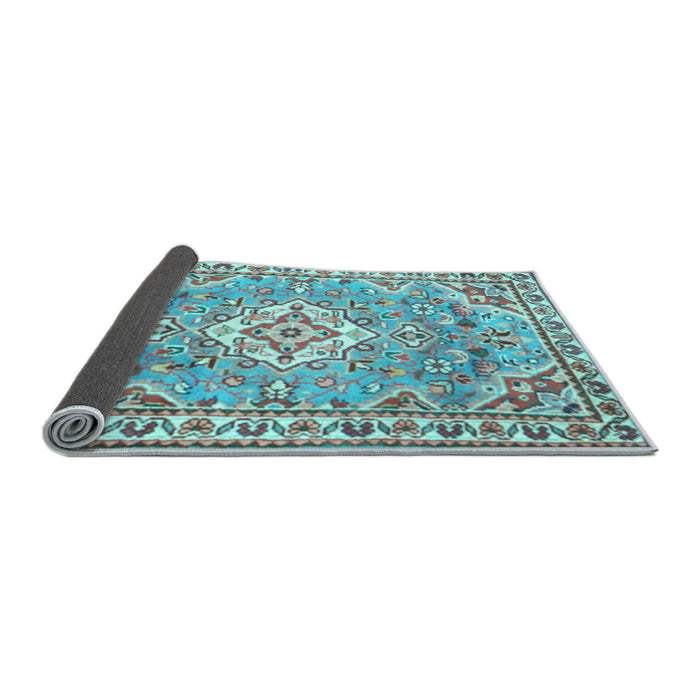 Sideview of Medallion Light Blue Traditional Rug, tr3889lblu