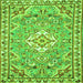 Round Machine Washable Medallion Green Traditional Area Rugs, wshtr3889grn