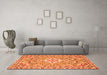 Machine Washable Medallion Orange Traditional Area Rugs in a Living Room, wshtr3889org