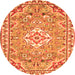 Machine Washable Medallion Orange Traditional Area Rugs, wshtr3889org