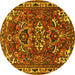 Round Machine Washable Persian Yellow Traditional Rug, wshtr388yw