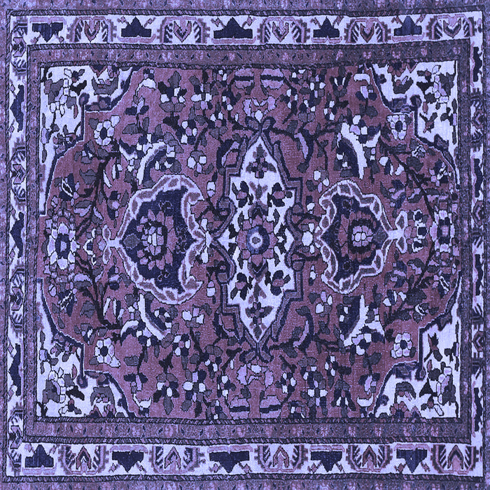 Square Machine Washable Persian Blue Traditional Rug, wshtr388blu