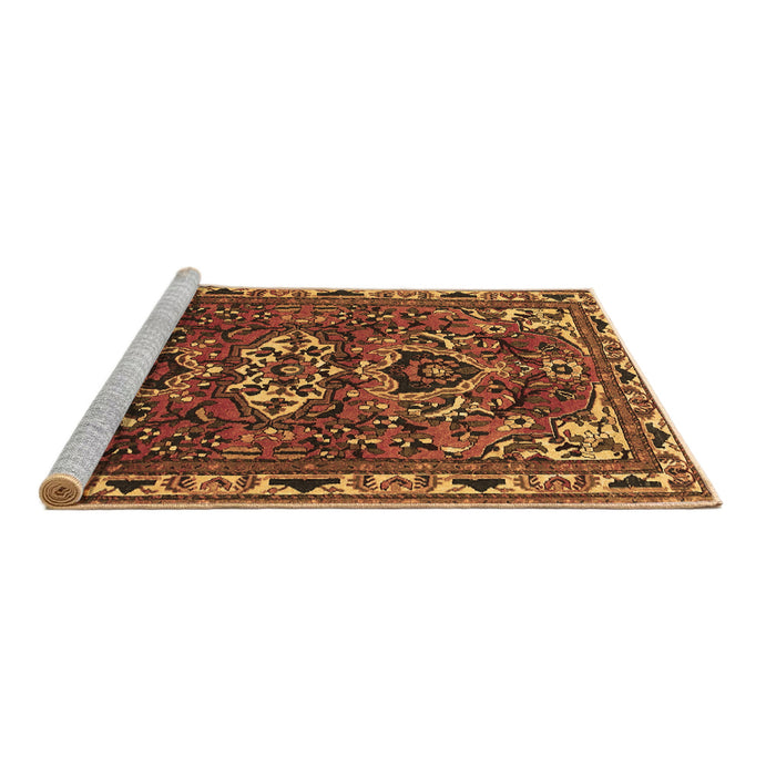 Sideview of Machine Washable Persian Brown Traditional Rug, wshtr388brn