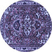 Round Machine Washable Persian Blue Traditional Rug, wshtr388blu