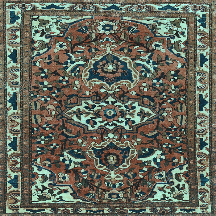 Square Machine Washable Persian Light Blue Traditional Rug, wshtr388lblu