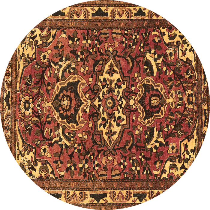 Round Persian Brown Traditional Rug, tr388brn