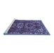 Sideview of Machine Washable Persian Blue Traditional Rug, wshtr388blu