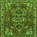 Round Machine Washable Persian Green Traditional Area Rugs, wshtr388grn