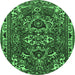 Round Persian Emerald Green Traditional Rug, tr388emgrn