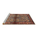 Sideview of Machine Washable Traditional Orange Brown Rug, wshtr3890