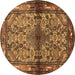 Round Persian Brown Traditional Rug, tr3890brn