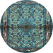 Round Persian Light Blue Traditional Rug, tr3890lblu
