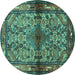 Round Persian Turquoise Traditional Rug, tr3890turq