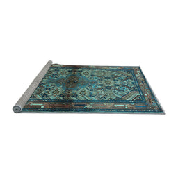 Sideview of Machine Washable Persian Light Blue Traditional Rug, wshtr3890lblu