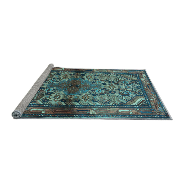 Sideview of Machine Washable Persian Light Blue Traditional Rug, wshtr3890lblu
