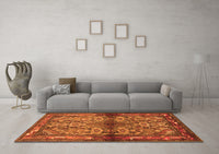 Machine Washable Persian Orange Traditional Rug, wshtr3890org