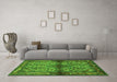 Machine Washable Persian Green Traditional Area Rugs in a Living Room,, wshtr3890grn