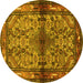 Round Persian Yellow Traditional Rug, tr3890yw
