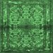 Square Machine Washable Persian Emerald Green Traditional Area Rugs, wshtr3890emgrn