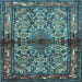 Square Machine Washable Persian Light Blue Traditional Rug, wshtr3890lblu