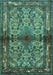 Machine Washable Persian Turquoise Traditional Area Rugs, wshtr3890turq