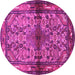 Round Machine Washable Persian Pink Traditional Rug, wshtr3890pnk