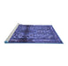 Sideview of Machine Washable Persian Blue Traditional Rug, wshtr3890blu