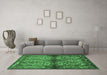 Machine Washable Persian Emerald Green Traditional Area Rugs in a Living Room,, wshtr3890emgrn