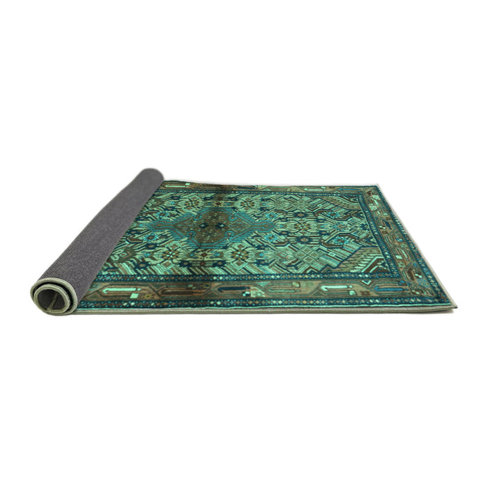 Sideview of Persian Turquoise Traditional Rug, tr3890turq