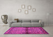 Machine Washable Persian Pink Traditional Rug in a Living Room, wshtr3890pnk