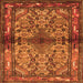 Round Machine Washable Persian Orange Traditional Area Rugs, wshtr3890org