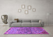 Machine Washable Persian Purple Traditional Area Rugs in a Living Room, wshtr3891pur