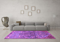 Machine Washable Persian Purple Traditional Rug, wshtr3891pur