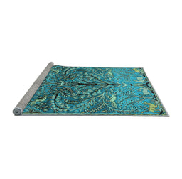 Sideview of Machine Washable Persian Light Blue Traditional Rug, wshtr3891lblu