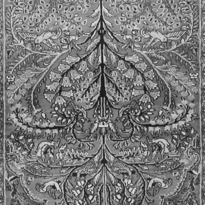 Serging Thickness of Machine Washable Persian Gray Traditional Rug, wshtr3891gry