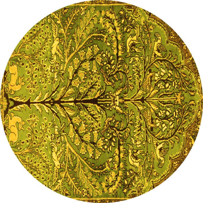 Round Persian Yellow Traditional Rug, tr3891yw