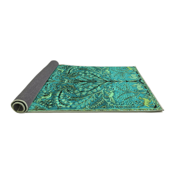Sideview of Persian Turquoise Traditional Rug, tr3891turq