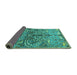 Sideview of Persian Turquoise Traditional Rug, tr3891turq