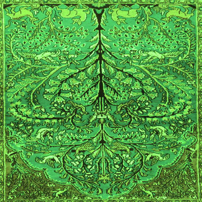 Serging Thickness of Persian Green Traditional Rug, tr3891grn