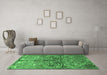 Machine Washable Persian Emerald Green Traditional Area Rugs in a Living Room,, wshtr3891emgrn