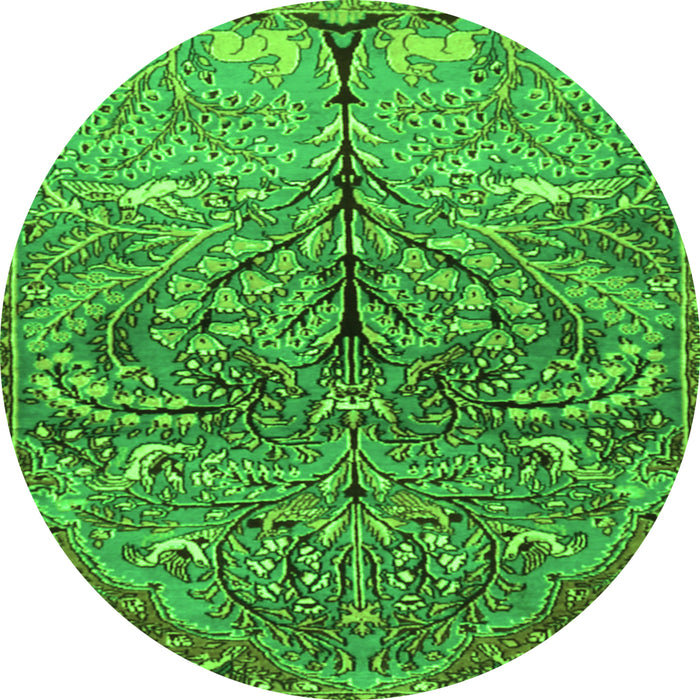Square Persian Green Traditional Rug, tr3891grn