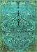 Machine Washable Persian Turquoise Traditional Area Rugs, wshtr3891turq