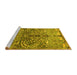 Sideview of Machine Washable Persian Yellow Traditional Rug, wshtr3891yw