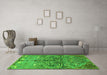 Machine Washable Persian Green Traditional Area Rugs in a Living Room,, wshtr3891grn