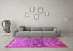 Machine Washable Persian Pink Traditional Rug in a Living Room, wshtr3891pnk