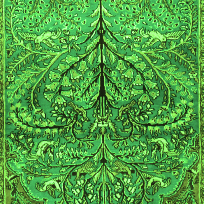 Serging Thickness of Machine Washable Persian Green Traditional Area Rugs, wshtr3891grn