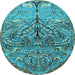 Round Persian Light Blue Traditional Rug, tr3891lblu