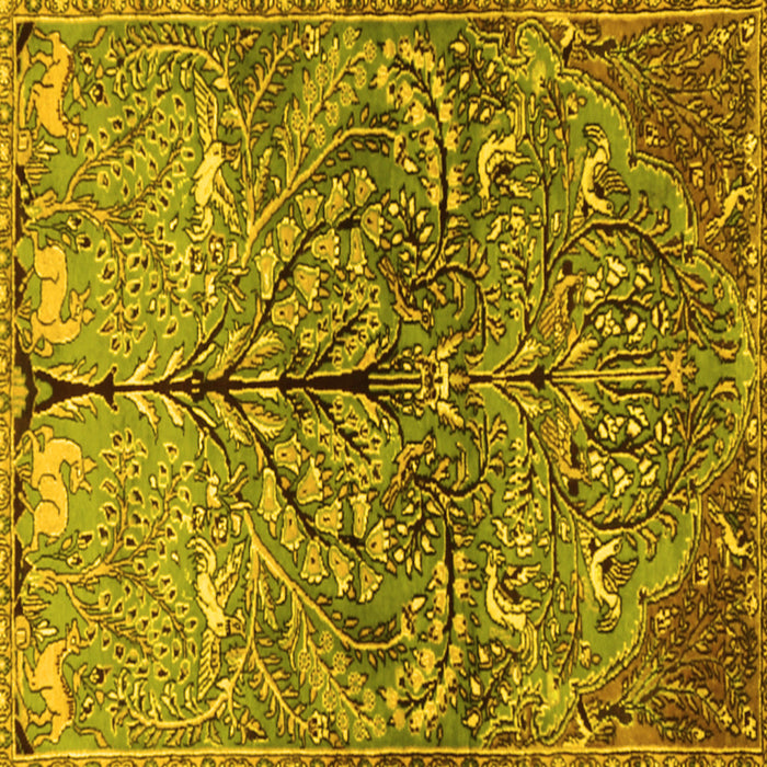 Square Persian Yellow Traditional Rug, tr3891yw