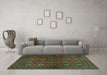 Machine Washable Persian Turquoise Traditional Area Rugs in a Living Room,, wshtr3892turq