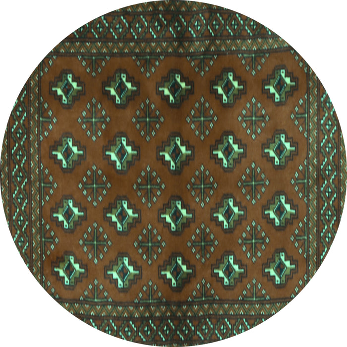 Round Persian Turquoise Traditional Rug, tr3892turq